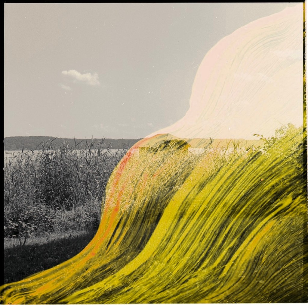 Farbe auf S/W-Negativ in Form einer Welle